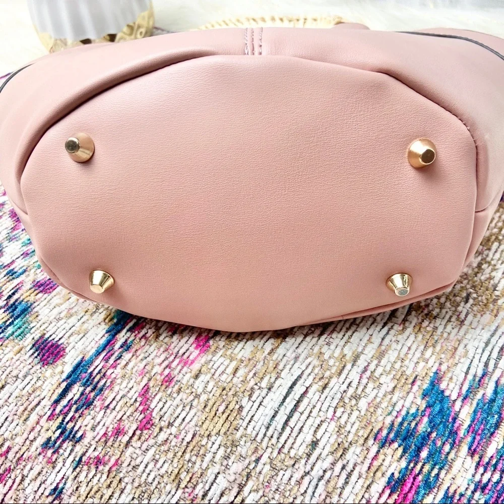 NWT•Urban Expressions•pink Blush satchel wood rattan wrapped handles